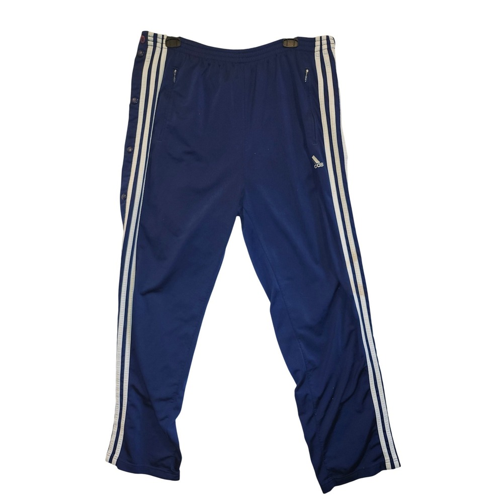Adidas Adibreak Track Pants Navy Blue White Stripe Snap Button Breakaway Mens XL